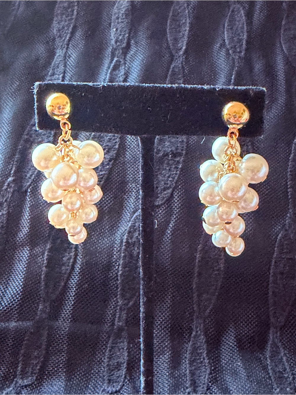 Vintage Napier Gold-Tone Faux Pearl Cluster Dangle Earrings - 1960’s
